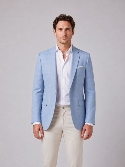 Ulysses | Men's Blazer Windowpane Tailored Structured Lightweight Smart Formal Occasion Business Wedding Refined Layering