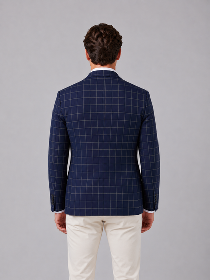 Ulysses | Men's Blazer Windowpane Tailored Structured Lightweight Smart Formal Occasion Business Wedding Refined Layering