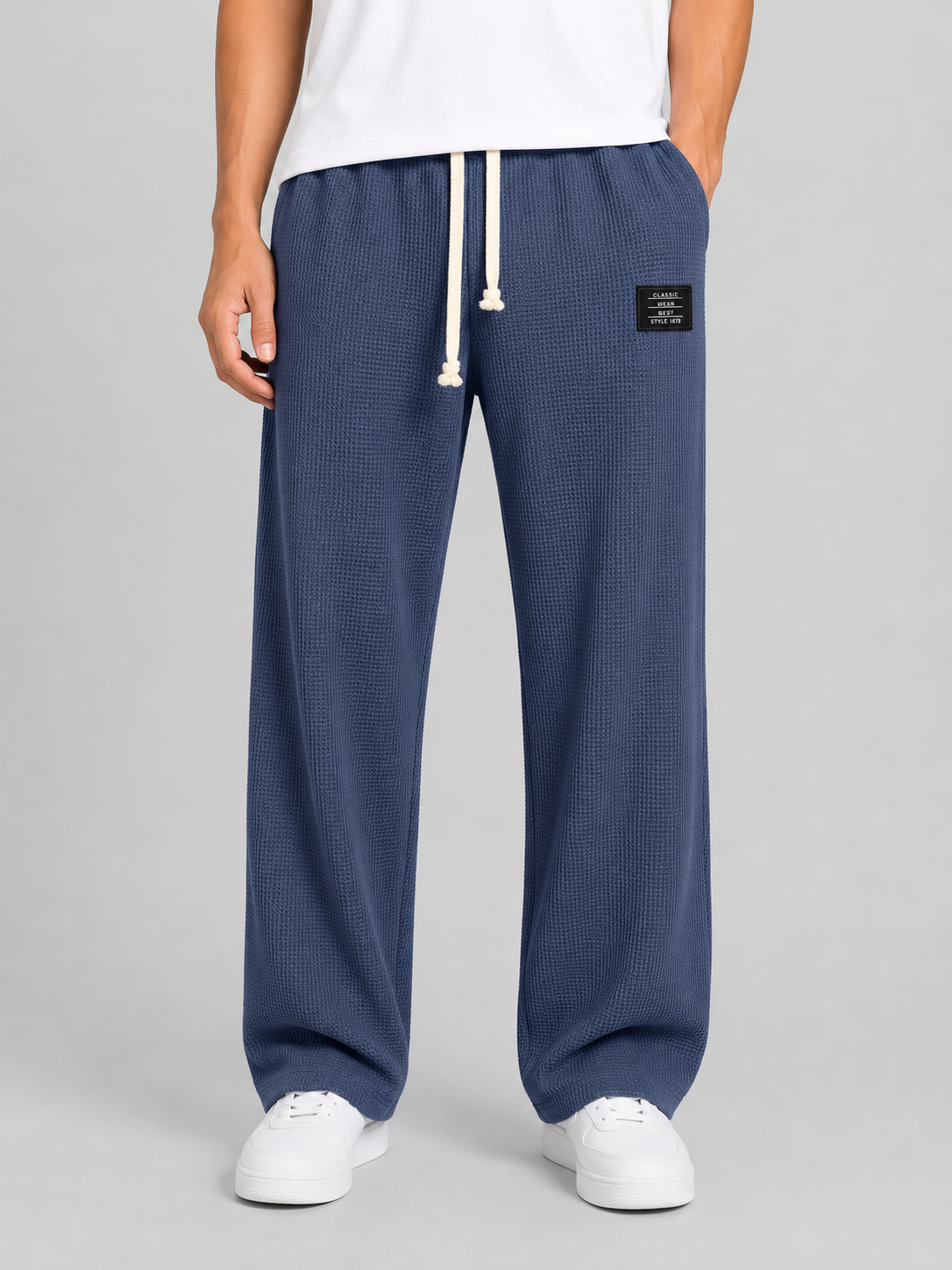 Lyle | Men's Trousers Waffle Knit Drawstring Textured Relaxed Soft Casual Everyday Winter Comfort Versatile Lightweight Modern