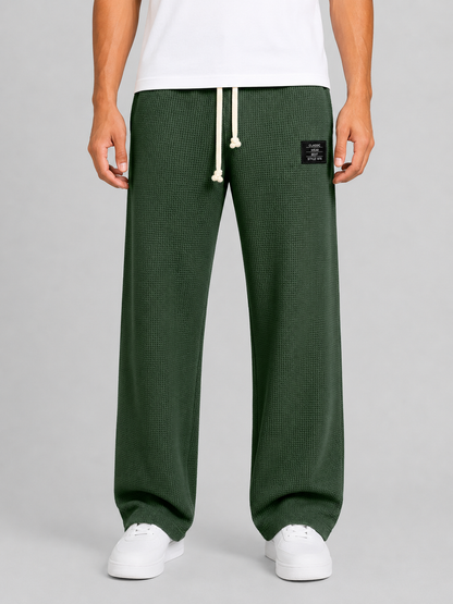 Lyle | Men's Trousers Waffle Knit Drawstring Textured Relaxed Soft Casual Everyday Winter Comfort Versatile Lightweight Modern