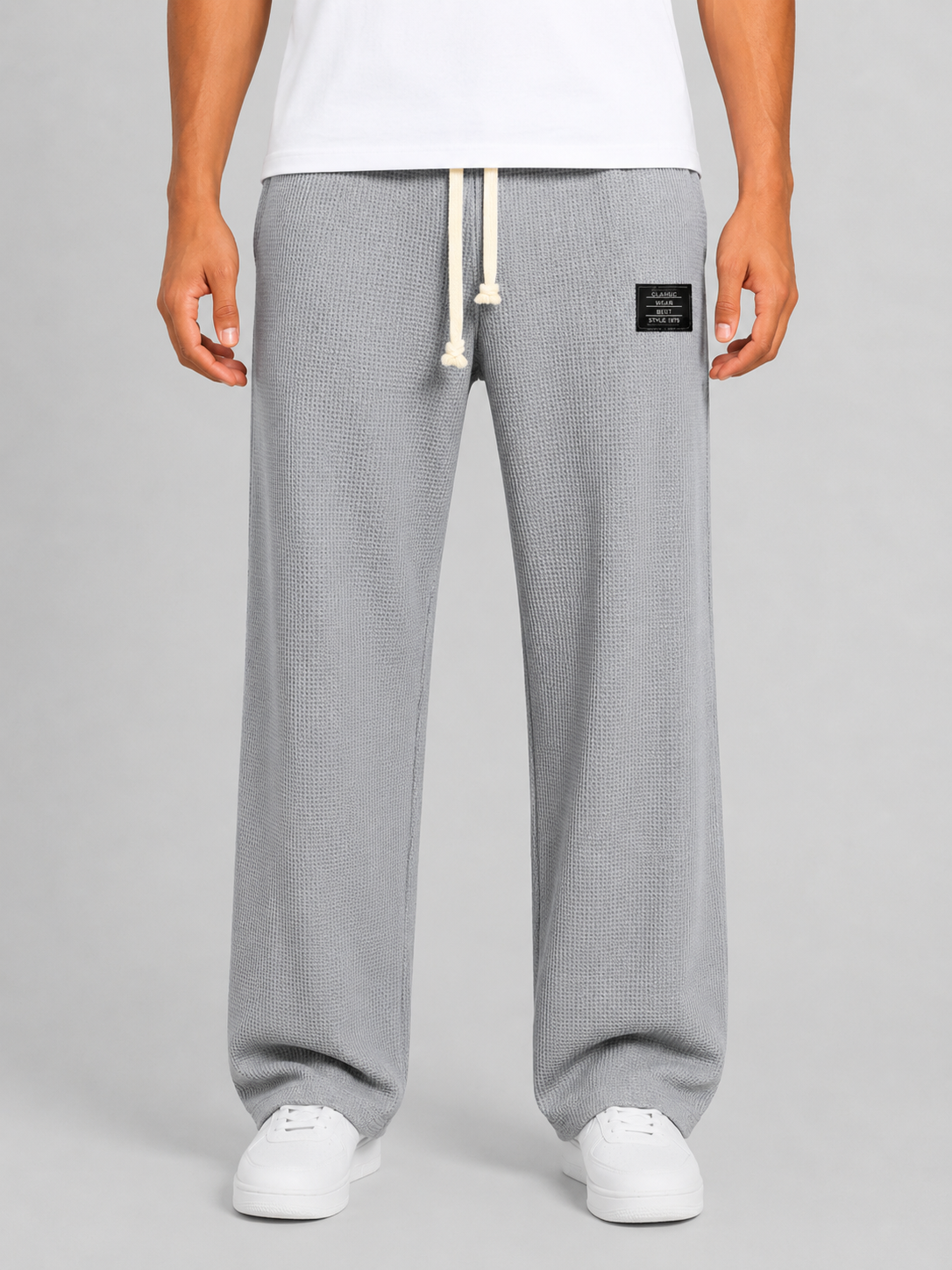 Lyle | Men's Trousers Waffle Knit Drawstring Textured Relaxed Soft Casual Everyday Winter Comfort Versatile Lightweight Modern