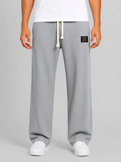Lyle | Men's Trousers Waffle Knit Drawstring Textured Relaxed Soft Casual Everyday Winter Comfort Versatile Lightweight Modern