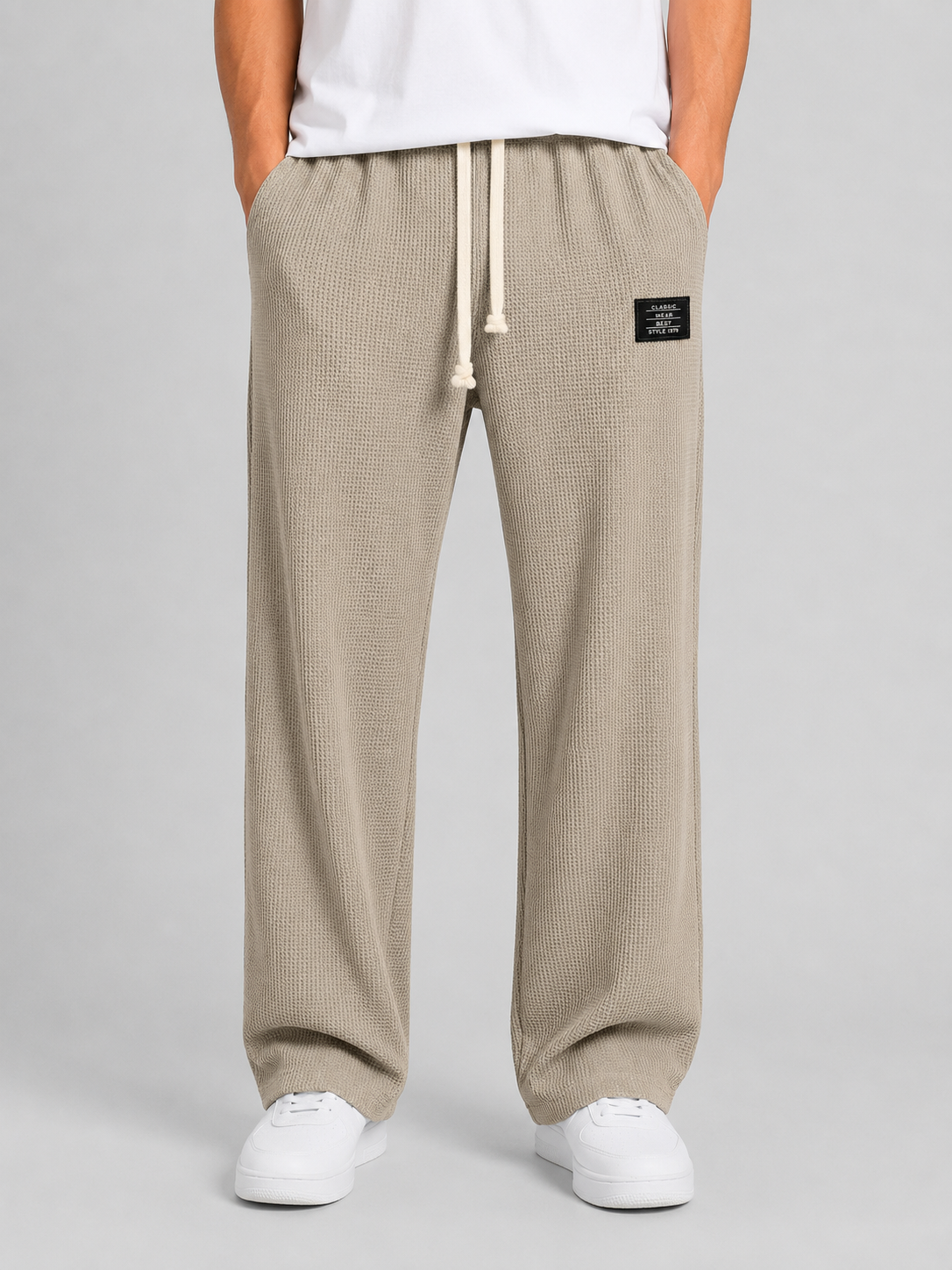 Lyle | Men's Trousers Waffle Knit Drawstring Textured Relaxed Soft Casual Everyday Winter Comfort Versatile Lightweight Modern