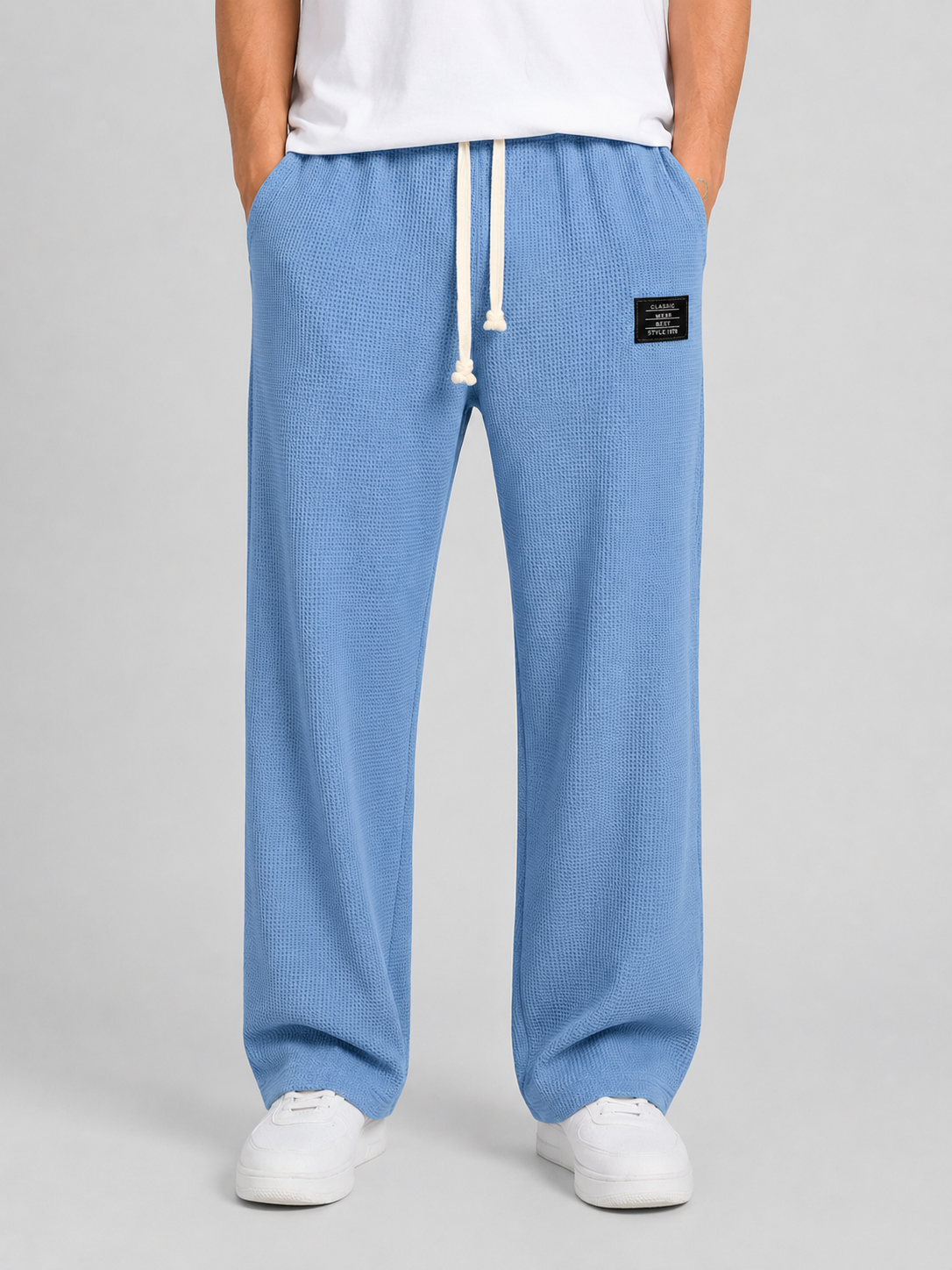 Lyle | Men's Trousers Waffle Knit Drawstring Textured Relaxed Soft Casual Everyday Winter Comfort Versatile Lightweight Modern