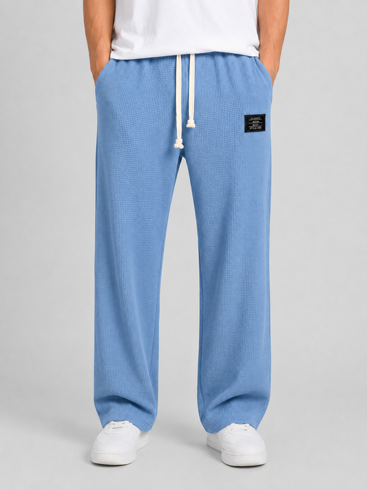 Lyle | Men's Trousers Waffle Knit Drawstring Textured Relaxed Soft Casual Everyday Winter Comfort Versatile Lightweight Modern