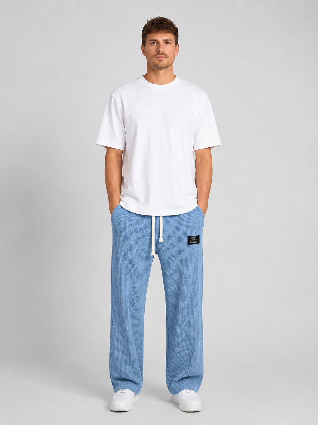 Lyle | Men's Trousers Waffle Knit Drawstring Textured Relaxed Soft Casual Everyday Winter Comfort Versatile Lightweight Modern