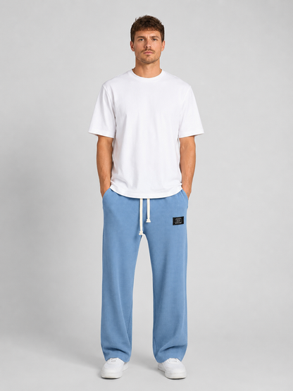 Lyle | Men's Trousers Waffle Knit Drawstring Textured Relaxed Soft Casual Everyday Winter Comfort Versatile Lightweight Modern
