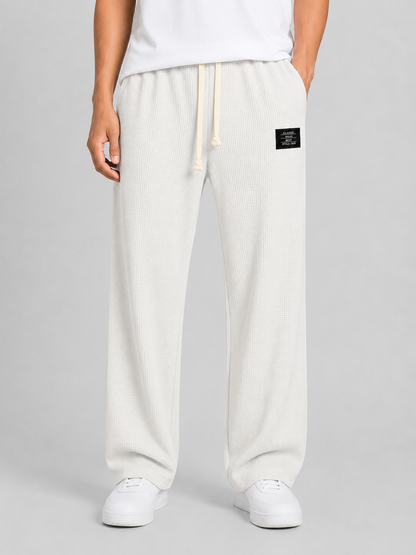 Lyle | Men's Trousers Waffle Knit Drawstring Textured Relaxed Soft Casual Everyday Winter Comfort Versatile Lightweight Modern