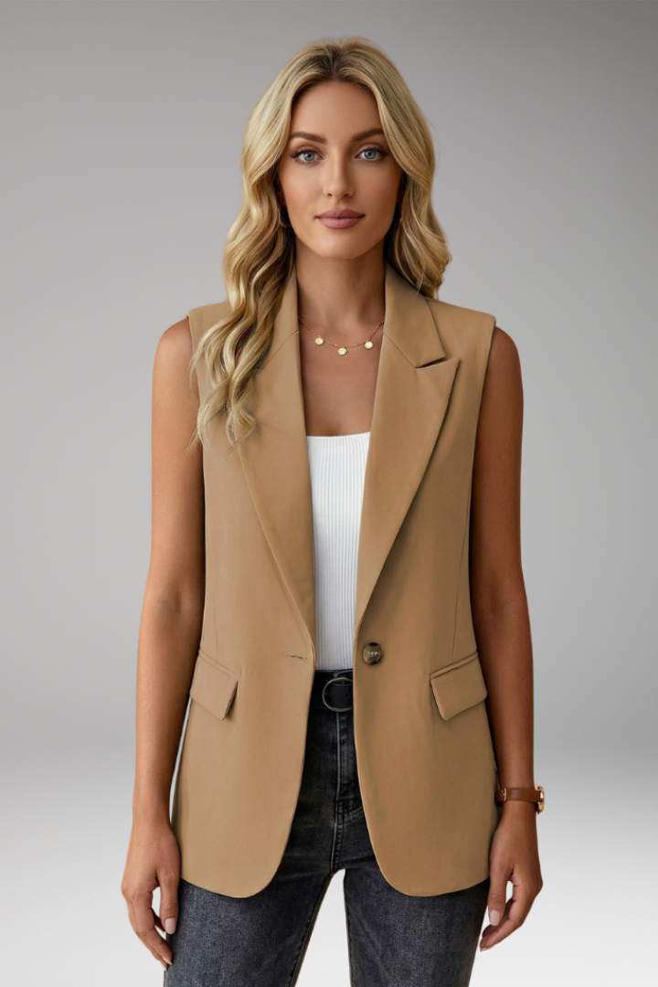 Dior | Women's Blazer Waistcoat Sleeveless Notch Collar Flap Pockets Button Tailored Smart Chic Occasion Office Everyday Versatile