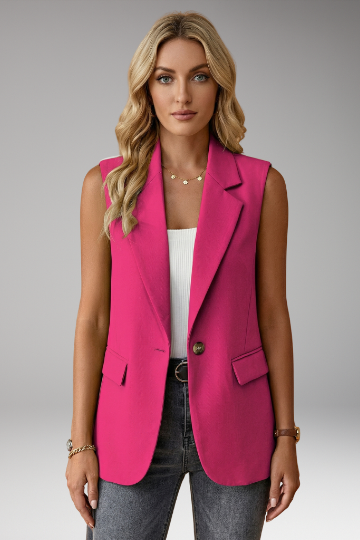 Dior | Women's Blazer Waistcoat Sleeveless Notch Collar Flap Pockets Button Tailored Smart Chic Occasion Office Everyday Versatile