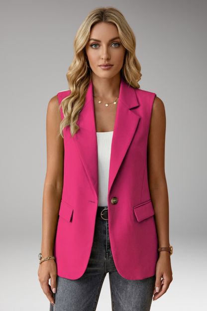 Dior | Women's Blazer Waistcoat Sleeveless Notch Collar Flap Pockets Button Tailored Smart Chic Occasion Office Everyday Versatile