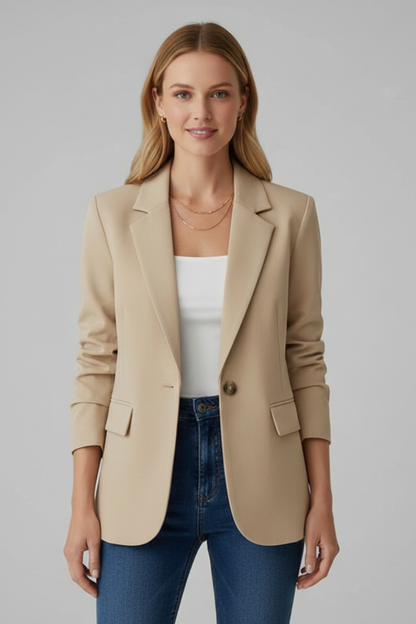 Dream | Women's Blazer Notched Lapel Single Button Tailored Structured Smart Chic Occasion Office Everyday Versatile Layering