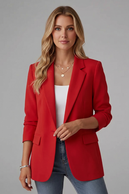 Dream | Women's Blazer Notched Lapel Single Button Tailored Structured Smart Chic Occasion Office Everyday Versatile Layering