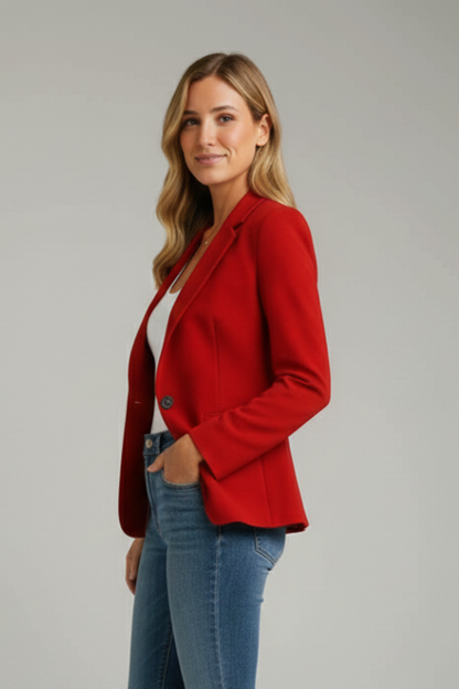 Dream | Women's Blazer Notched Lapel Single Button Tailored Structured Smart Chic Occasion Office Everyday Versatile Layering