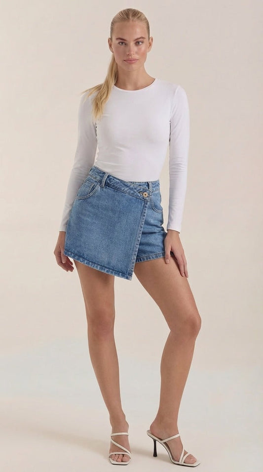 Women's Denim Wrap Mini Skirt