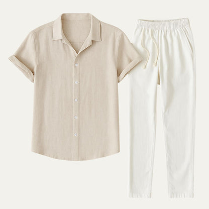 Men's Linen Set Summer Shirt and Trousers
