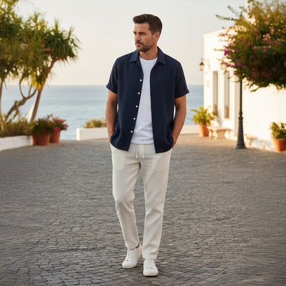 Men's Linen Set Summer Shirt and Trousers