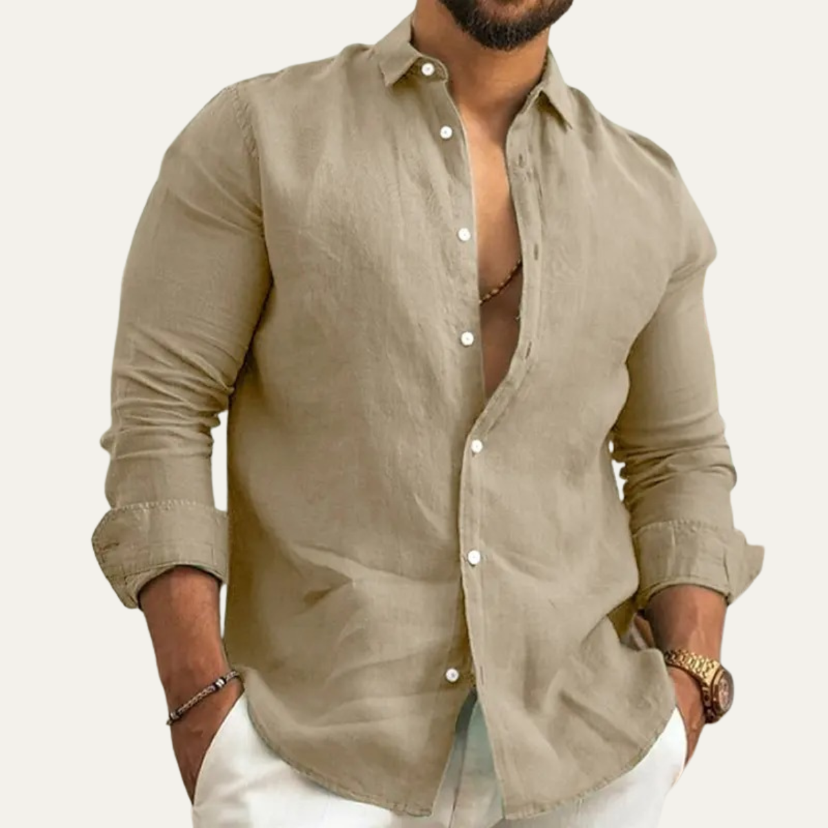 Men's Relaxed Button Up Linen Summer Shirt