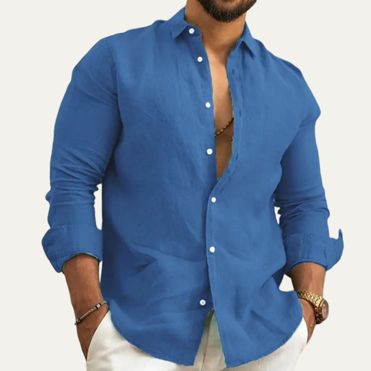 Men's Relaxed Button Up Linen Summer Shirt