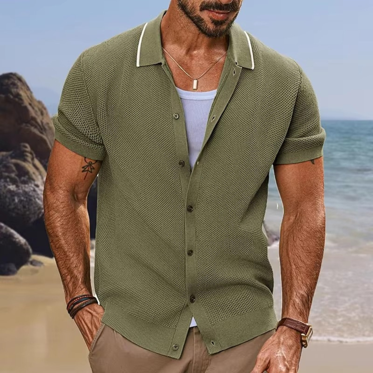 Men's Knit Summer Polo Shirt