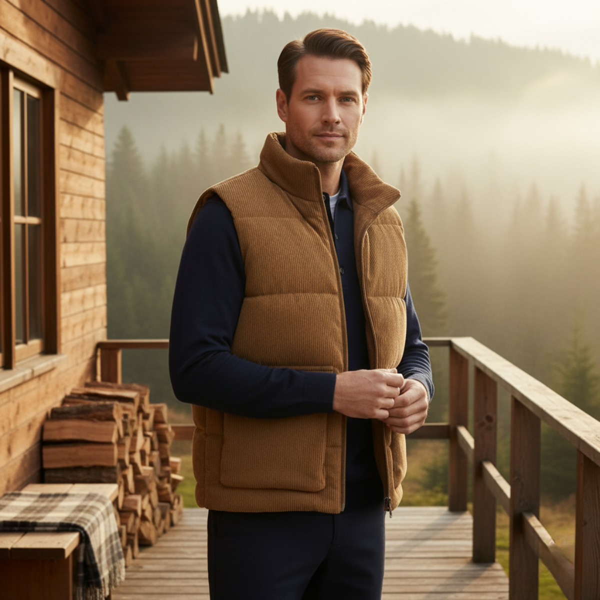 Men's Corduroy Lightweight Quilted Vest