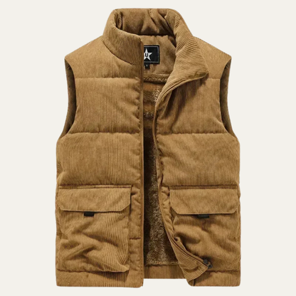 Men's Corduroy Warm Padded Puffer Vest