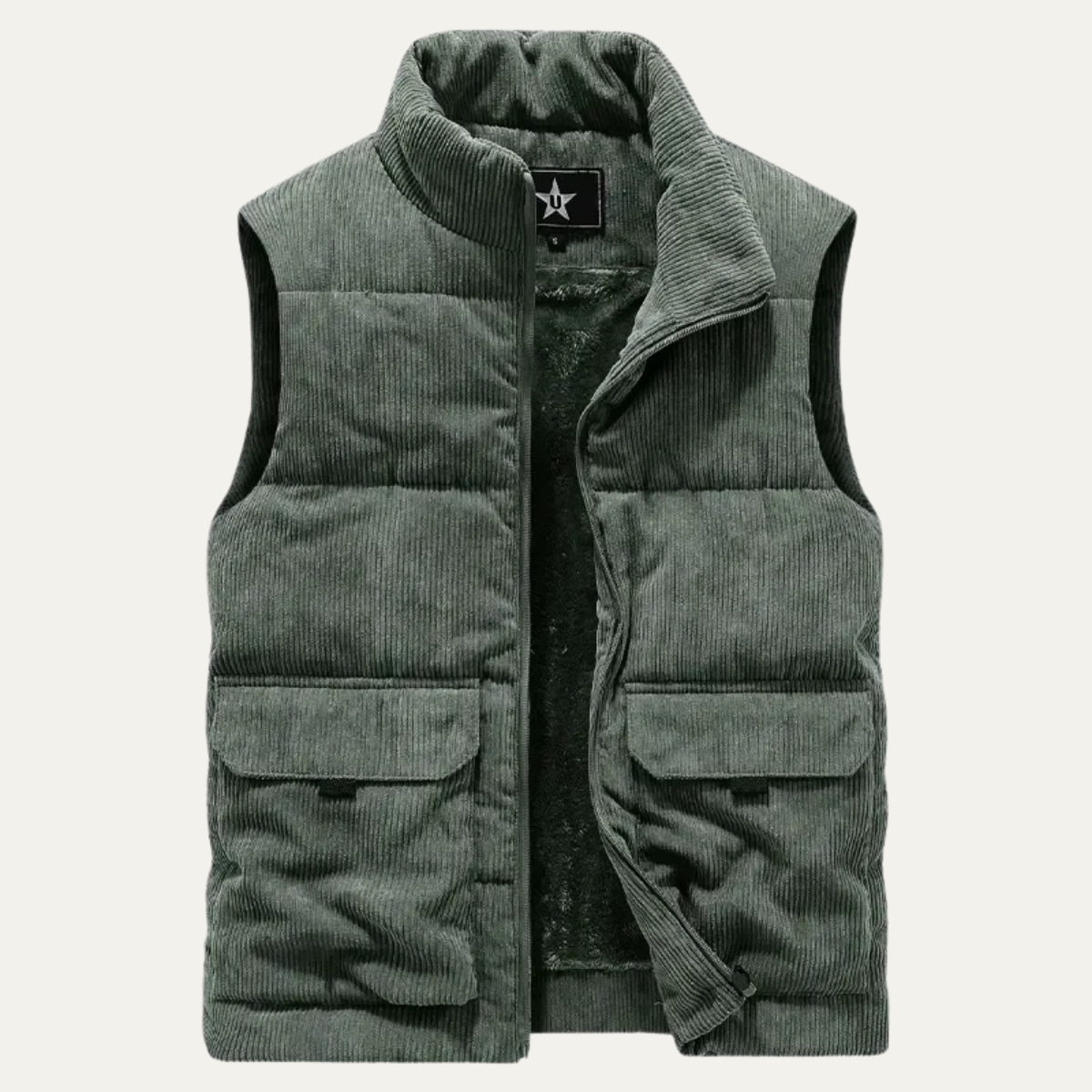 Men's Corduroy Warm Padded Puffer Vest