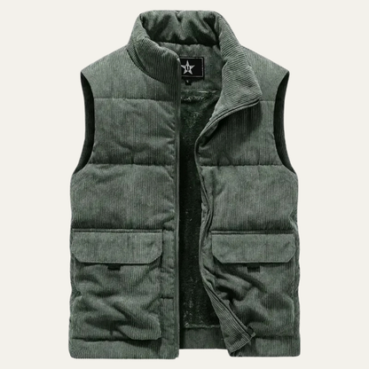 Men's Corduroy Warm Padded Puffer Vest
