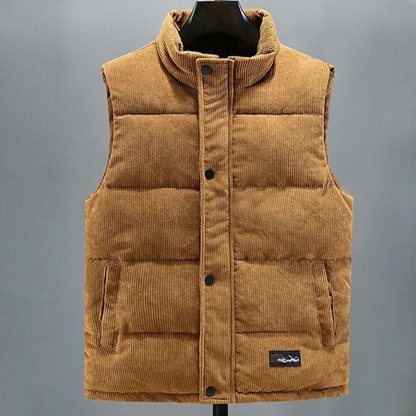 Men's Corduroy Warm Padded Puffer Vest