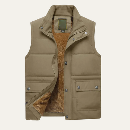 Men's Winter Puffer Gilet Warm Fleece Lined Vest with Pockets
