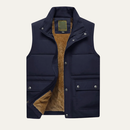Men's Winter Puffer Gilet Warm Fleece Lined Vest with Pockets