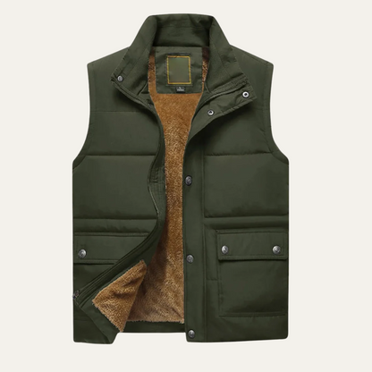 Men's Winter Puffer Gilet Warm Fleece Lined Vest with Pockets
