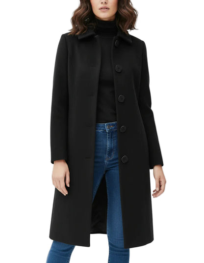 Women's Long Single Breasted Classic Collar Coat