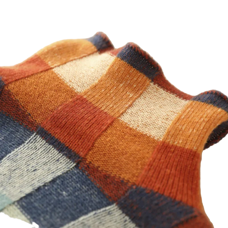 Women's Long Sleeve Checked Knit Sweater