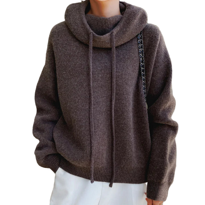 Women's Relaxed-Fit Knit Cowl-Neck Hoodie