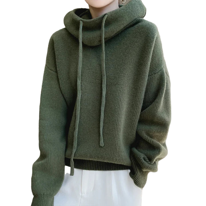 Women's Relaxed-Fit Knit Cowl-Neck Hoodie