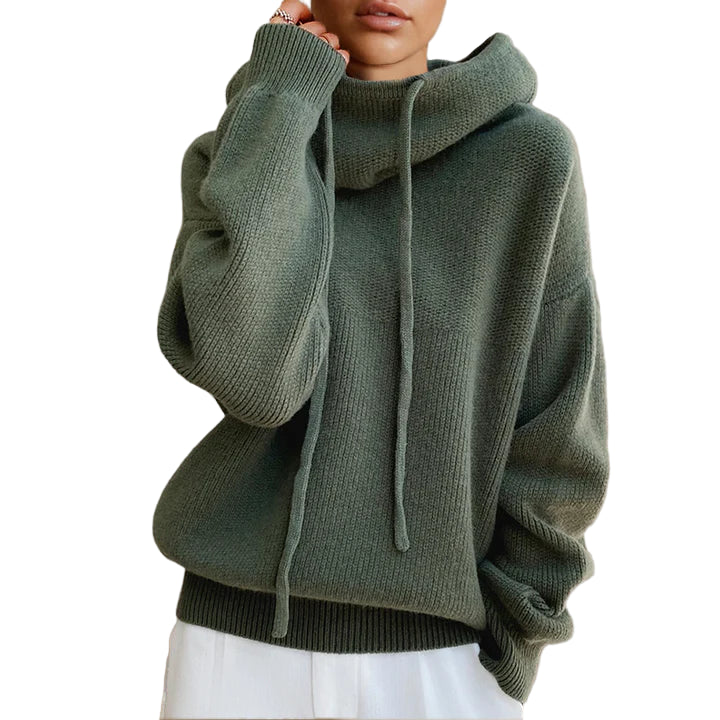 Women's Relaxed-Fit Knit Cowl-Neck Hoodie