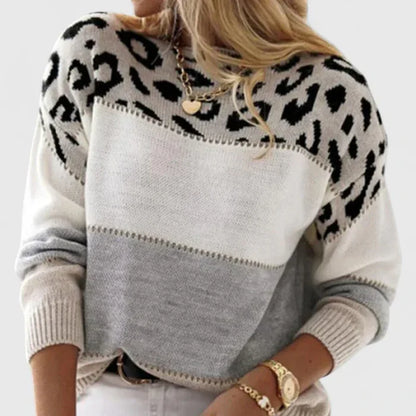 Women's Leopard Colorblock Soft Knit Sweater