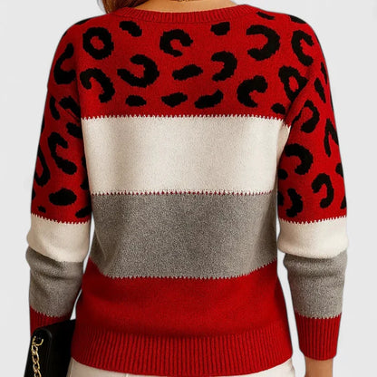 Women's Leopard Colorblock Soft Knit Sweater