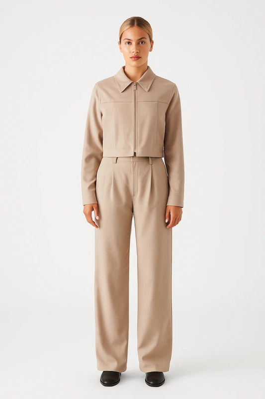 Vesper | Women's Co-ord Set Cropped Blazer High-Waist Wide-Leg Trousers Two-Piece Tailored Structured Elegant Coordinated Chic