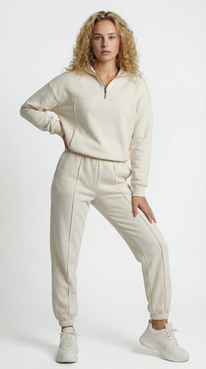 Tamsin | Women's Jogger Set Half Zip Sweatshirt Two-Piece Comfort Fit Coordinated Sporty Casual Everyday Athleisure Versatile Cosy