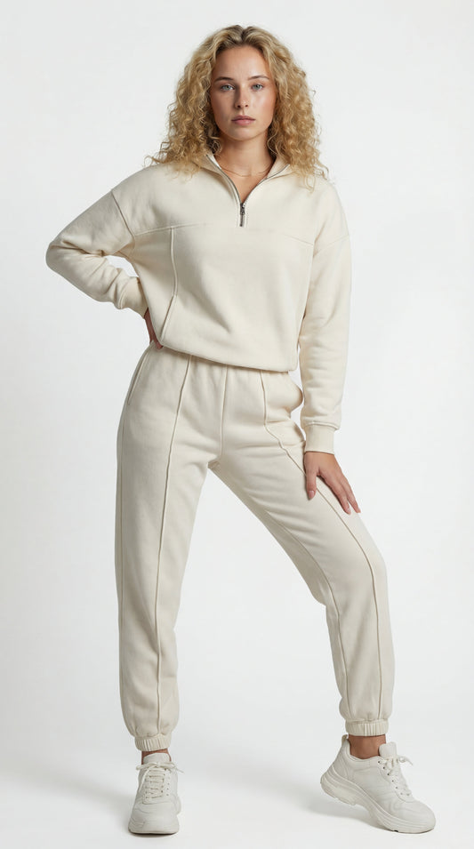 Tamsin | Women's Jogger Set Half Zip Sweatshirt Two-Piece Comfort Fit Coordinated Sporty Casual Everyday Athleisure Versatile Cosy