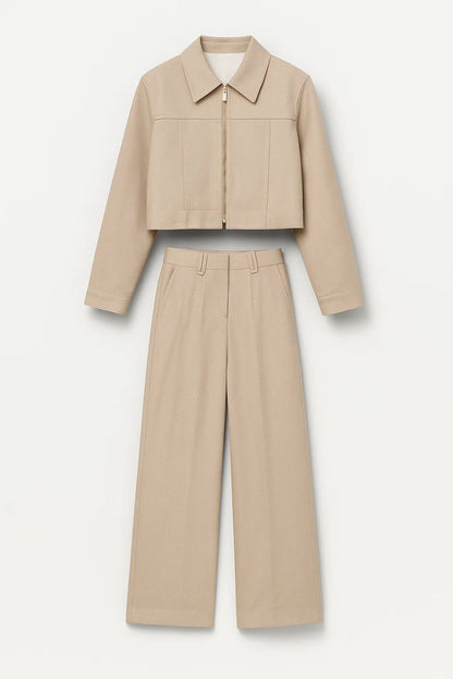 Vesper | Women's Co-ord Set Cropped Blazer High-Waist Wide-Leg Trousers Two-Piece Tailored Structured Elegant Coordinated Chic