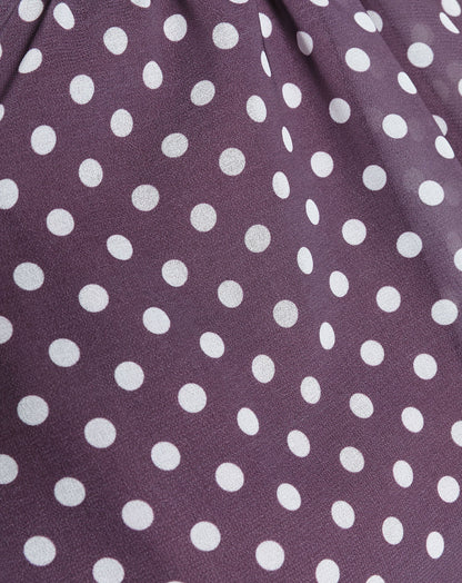 Women's Polka Dot Halter Bubble Hem Top Purple