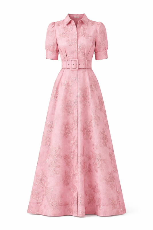 Women’s Belted Short Sleeve Maxi Dress