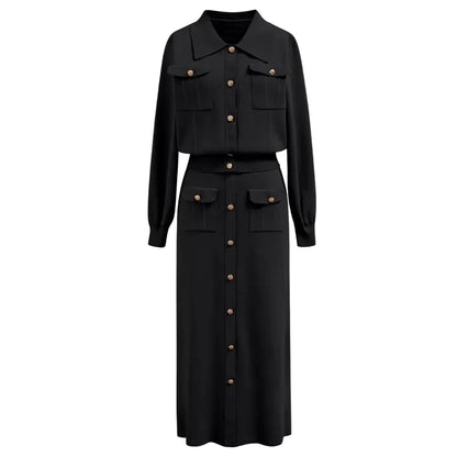 Women’s Buttoned Knit Shirt and Skirt Set