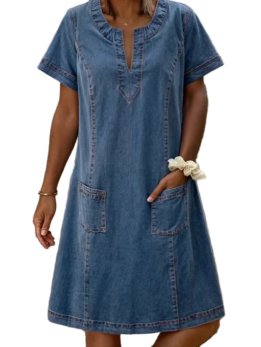 Women’s Casual Denim Pocket Mini Dress