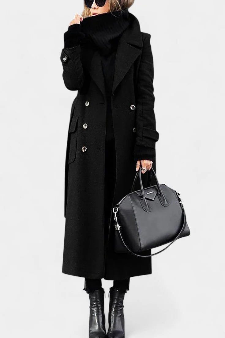 Women’s Classic Double-Breasted Long Wool Coat