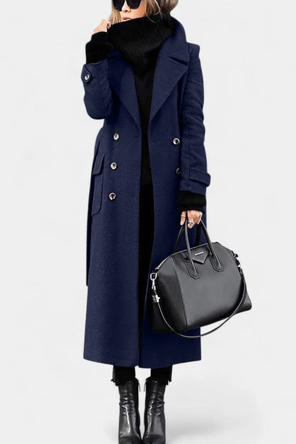 Women’s Classic Double-Breasted Long Wool Coat