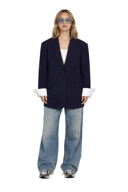Women’s Classic Pinstripe Oversized Blazer